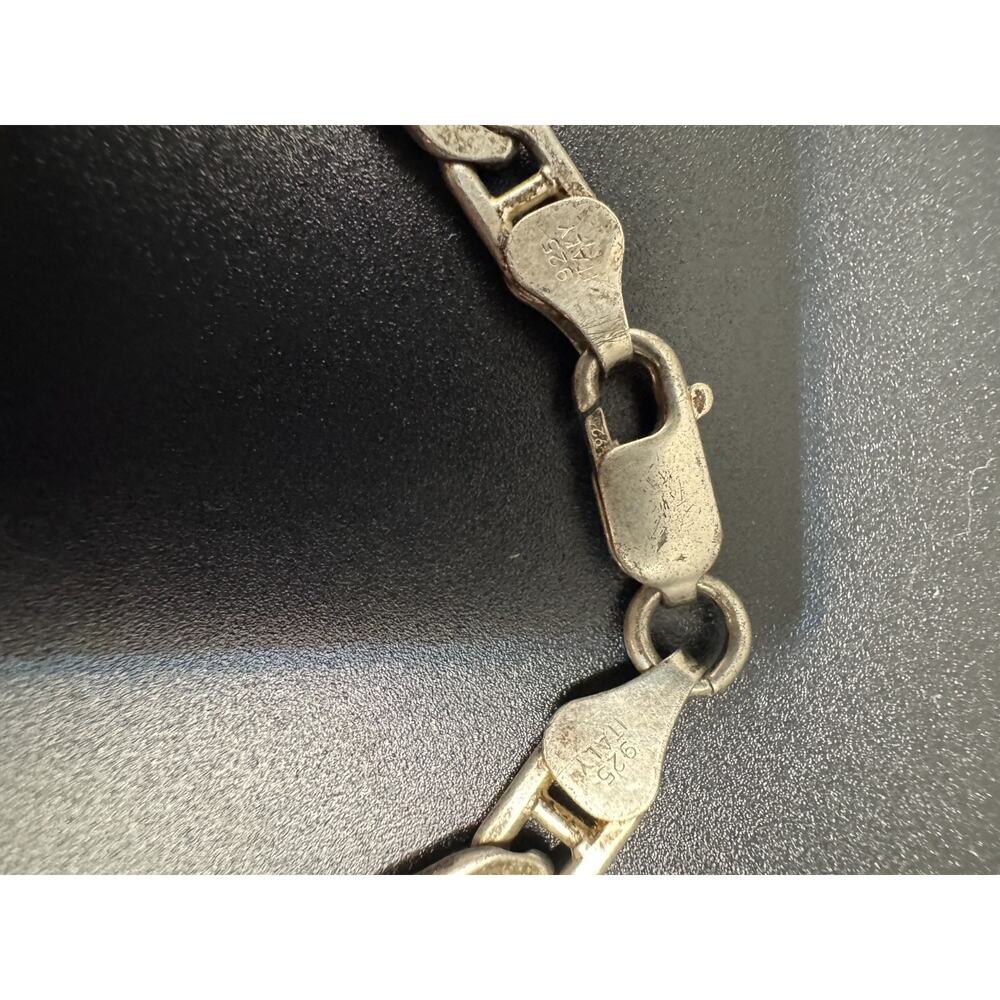 Vtg Italy 925 Sterling Silver Flat Mariner Chain Link Necklace 22" Long 5.7mm - Picture 4 of 8